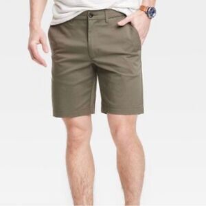 Men's Regular Fit 9" Tech Chino Shorts - Goodfellow & Co size 42 in olive